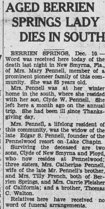 Pennellwood Resort - Dec 1923 Former Owner Passes Away (newer photo)